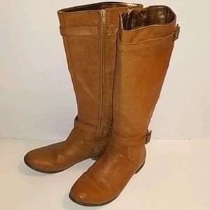 Knee high buckle boots